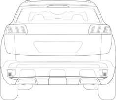 Peugeot 2021 Back View Line Art Illustration Svg, Free Vectors File